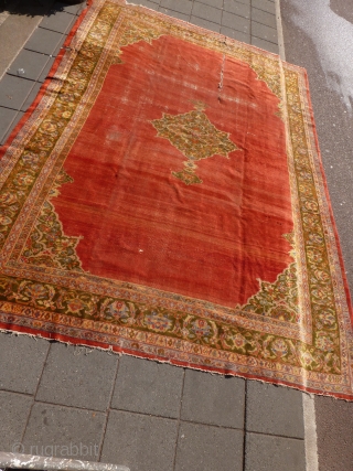 Antique Ziegler 395x280cm , in distressed condition but absolutely a beautiful and elegant rug                   