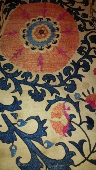 Suzani silk on cotton fragment 1800's for shure                         