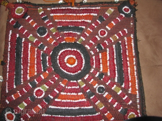 This is a complete baluch bag tiny shells and silk on wool                     