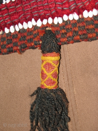 This is a complete baluch bag tiny shells and silk on wool                     