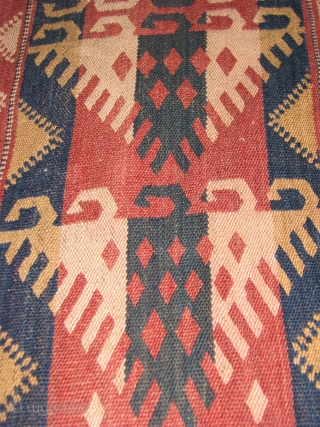 Here is an old gajary kilim with very interesting drawing all natural colors                    