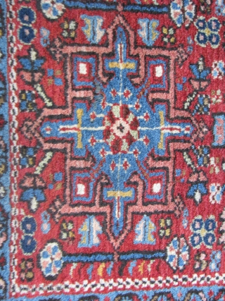 This is an old karaja mat with all natural colors and full pile near perfect condition                 