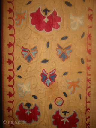 1800's suzani on loomed white cotton. Good Colors it's a dowry piece.                     