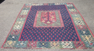 ANTIQUE SHARKOY KILIM. SECOND HALF 19. CENTURY
247 cm x 217 cm
mounted on linen                    