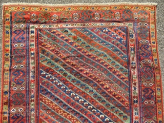 Antique kurdish carpet.
228 x 150 cm
Fair condition
Ends and sides restored                       