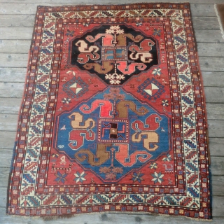 Antique Karabagh Cloudband Rug -19th Century -58" by 74"
This rug is in very good, all-original condition.
If you would like to see more photos, please email.
Please ask any question and we will reply  ...