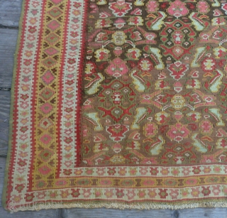  	
Antique Senna Kilim Early 19th Century (or older) -49.5" by 75"
A very fine example of an antique Senna slit-woven rug. Many beautiful colors such as coral, pale blue, green, yellow and  ...