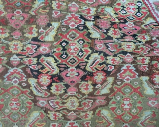  	
Antique Senna Kilim Early 19th Century (or older) -49.5" by 75"
A very fine example of an antique Senna slit-woven rug. Many beautiful colors such as coral, pale blue, green, yellow and  ...