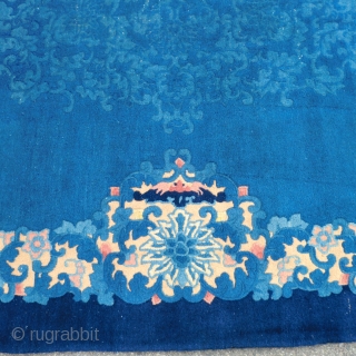 1930's Chinese Fette 9' by 12' 
This elegant rug is in excellent condition. It is all original with good pile except for an approximately 5" area in the middle that is slightly  ...