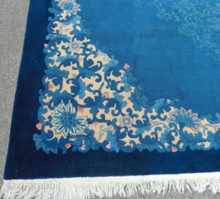 1930's Chinese Fette 9' by 12' 
This elegant rug is in excellent condition. It is all original with good pile except for an approximately 5" area in the middle that is slightly  ...