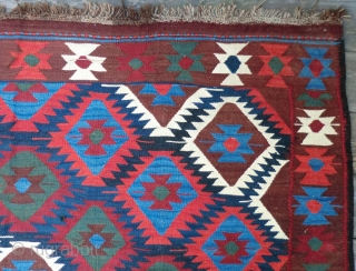 Antique Caucasian Kilim Rug -Approximately 5 feet by 11 feet. A very well-designed and executed Kilim that is extremely pleasing to the eye in its harmony and choice of colors. All original  ...