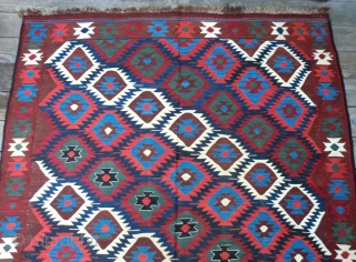 Antique Caucasian Kilim Rug -Approximately 5 feet by 11 feet. A very well-designed and executed Kilim that is extremely pleasing to the eye in its harmony and choice of colors. All original  ...