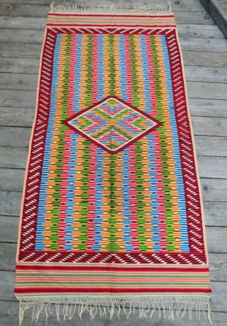 Exceptionally Fine Handwoven Antique Mexican Serape -Wool/Linen. Approximately 40" wide by 78" long. Although we have had the pleasure of handling several classic saltillos and literally hundreds of the much later "rainbow  ...