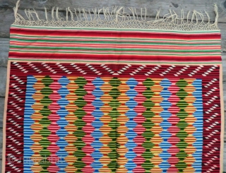 Exceptionally Fine Handwoven Antique Mexican Serape -Wool/Linen. Approximately 40" wide by 78" long. Although we have had the pleasure of handling several classic saltillos and literally hundreds of the much later "rainbow  ...