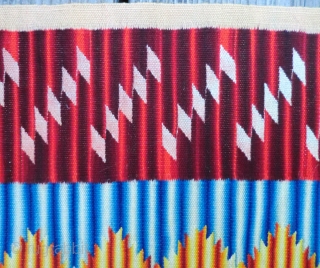 Exceptionally Fine Handwoven Antique Mexican Serape -Wool/Linen. Approximately 40" wide by 78" long. Although we have had the pleasure of handling several classic saltillos and literally hundreds of the much later "rainbow  ...