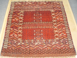 TEKKE  ENGSI -  150  x  115  cm 19TH CENTURY. Great condition with a tastefully used, beautiful, light cochineal(?).          