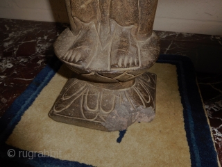 Amazing Antique carved stone Asian Buddha Disciple
27'' tall 
damage base as imaged                     