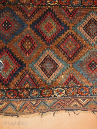 36''x46''
Jaff bag with some condition issues 
great aubergine hues thru out and field 

circa 1890s                  