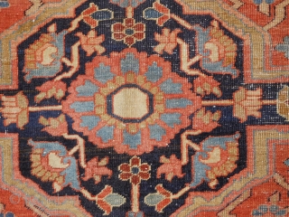 7'10''x12'3'' Serapi rug circa 1890s 
worn as imaged 
fine weave                       