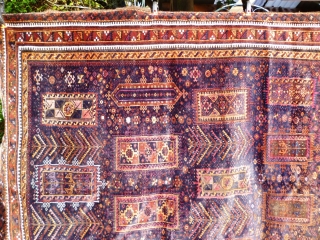 Superb glossy floppy Massive Baluch masterpiece. 11ft. x 6ft 5in. 3.35m. x 1.96m. Silk highlights in green, ivory and magenta. Corrosion to brown and wear to selveges. Approx 100 years old. Soft  ...