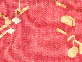 Large Eastern European Kilim, Bessarabian? - good condition, minor stains and removable spots of dirt, needs a clean - see photos. Wool on wool. Colours - magenta, ivory, olive green.

Provenance: Rushbrooke Hall,  ...