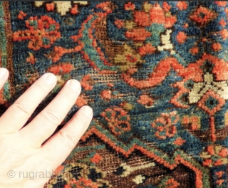 Khamseh carpet, end of the 19th century. Lovely palette of natural colours. Sides and full Kilim ends original. Minor wear in places, one area of minor localised moth damage, no structural damage.  ...