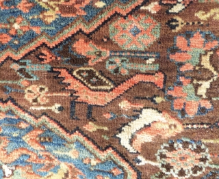 Khamseh carpet, end of the 19th century. Lovely palette of natural colours. Sides and full Kilim ends original. Minor wear in places, one area of minor localised moth damage, no structural damage.  ...