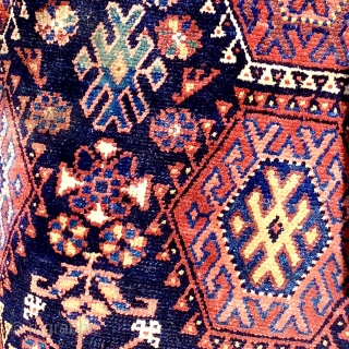 Hamadan rug with Kurdish influences. 225cm x 130cm One or two low pile areas. Sides and ends will be secured. No restoration or repairs. Pure wool. Rug lies flat, regular dimensions.  