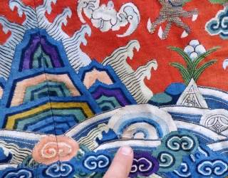 Chinese Antique Court Robe Kesi silk-gauze tapestry-weave with metallic thread and ink-lined details. Numerous damages, repairs, patches and alterations - see photos. Ten imperial dragons. Silk lining intact. Wearable. Please contact for  ...