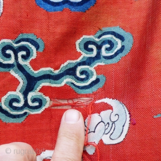 Chinese Antique Court Robe Kesi silk-gauze tapestry-weave with metallic thread and ink-lined details. Numerous damages, repairs, patches and alterations - see photos. Ten imperial dragons. Silk lining intact. Wearable. Please contact for  ...