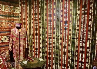 Antique Uzbek Ghudjeri flatweave cover. Circa 1920s. Good condition. Large size. Wool. Seven widths joined and bound with red cotton at sides. Size: 9ft 9in x 7ft 4in 297cm x 224cm.  