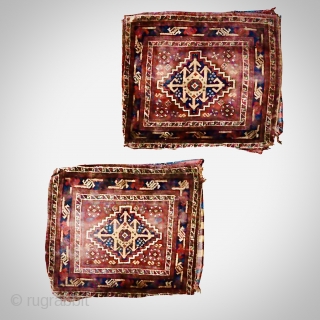 Pair of South West Persian bags with backs. Size: 68cm x 56cm. Minor damage to sides and corners - see photos.            