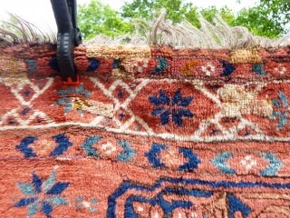 Turkmen main carpet of exceptional colours with archaic motifs throughout and a wonderful soft wool and floppy handle. 240cm x 205cm

This item is available for viewing at the following event:

http://www.pa-antiques.co.uk/londonantiquetextiles_vintagecostumes_tribalart_fair.html   