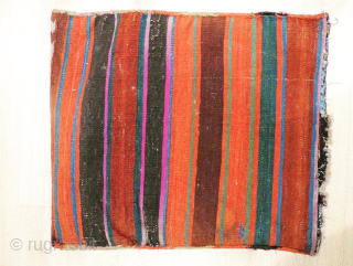Shahsavan reverse-sumac bag face, 19th century, black wool corroding, evidence of fuchsine                     