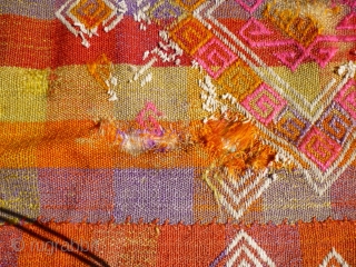 Dated Anatolian cover or Cicim. 

Size: 114 x 70 inches or 290 x 180 cm

Aged: dated 1944, see photo

Colours:  pinks, purples, ochres, reds, yellows, tangerine, olive green, white.

Condition: a couple of  ...