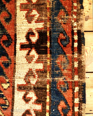 Bordjalou Kazak Carpet, 19th century. Minor wear in places, no restoration or repair. Ends and sides intact. Pure wool. A wonderful mixture of vegetal colours including a lovely blue/green in inner border. ...