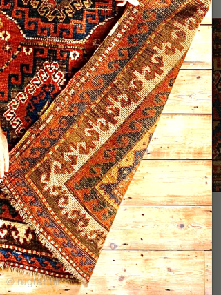 Bordjalou Kazak Carpet, 19th century. Minor wear in places, no restoration or repair. Ends and sides intact. Pure wool. A wonderful mixture of vegetal colours including a lovely blue/green in inner border. ...