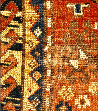 Bordjalou Kazak Carpet, 19th century. Minor wear in places, no restoration or repair. Ends and sides intact. Pure wool. A wonderful mixture of vegetal colours including a lovely blue/green in inner border. ...
