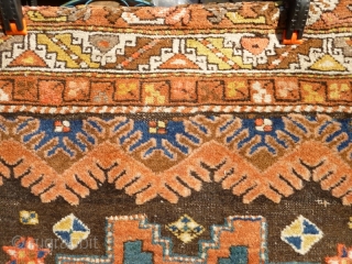 Funky Early 20th Century Caucasian Azerbaijan Rug with Lesghi stars and zoomorphic figures. Great colours, good shape and size. Acceptable condition - minor issue with selvedge lower left, see photos. Not unattractive  ...