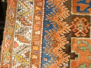 Funky Early 20th Century Caucasian Azerbaijan Rug with Lesghi stars and zoomorphic figures. Great colours, good shape and size. Acceptable condition - minor issue with selvedge lower left, see photos. Not unattractive  ...