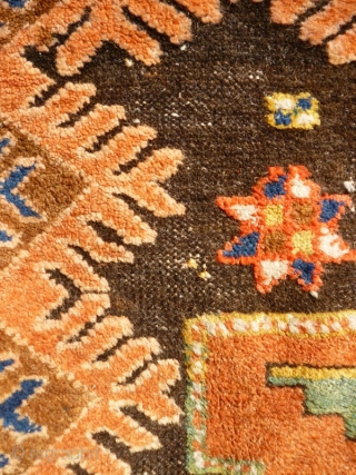 Funky Early 20th Century Caucasian Azerbaijan Rug with Lesghi stars and zoomorphic figures. Great colours, good shape and size. Acceptable condition - minor issue with selvedge lower left, see photos. Not unattractive  ...