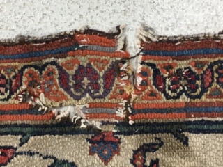 North West Persian ‘harshang’ Gallery Carpet, Wool on Cotton warps and dark brown wool foundation. 19th Century. Size: 6'8" x 17' approx. One tear on edge. Pile low in places. Carpet has ...