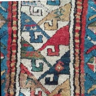 Caucasian Genje Boteh Long Rug, 19th Century. Original sides and ends, full pile, no restoration or repair. Great palette of vegetal colours, eveidence of fuchsine. Size: 8ft 1in x 3ft 7in 246cm  ...