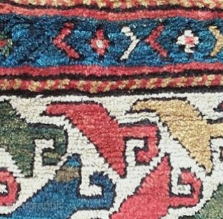 Caucasian Genje Boteh Long Rug, 19th Century. Original sides and ends, full pile, no restoration or repair. Great palette of vegetal colours, eveidence of fuchsine. Size: 8ft 1in x 3ft 7in 246cm  ...