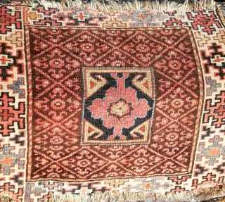 Antique Persian Fragmented Bagface, a/f with low pile and losses. Size: 24in X 22in	61cm X 56cm
                 