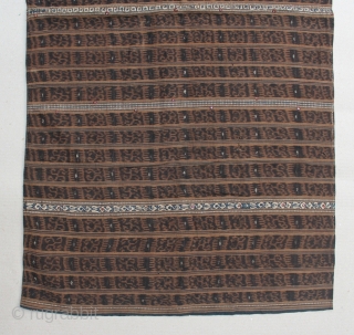 18th-19th Century Indonesian Textile we call Tapis "Inu" Lampung, this saroong decorated with embroidery and ikat motive. Size: 112cm x 58cm. Good condition except minor loses on the embroidery and single spot  ...