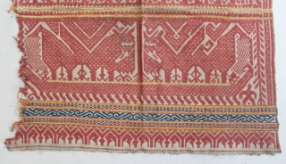 Indonesia textile cloth "Tampan" from Liwa Lampung, Sumatera. cotton. Size : 55cm x 54cm. Conditions : Please see on the picture, Free from any repair. 19th century.      