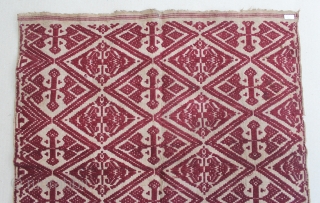 Indonesia textile cloth "Tampan" from Kalianda or Putihdo Lampung, Sumatera. cotton. Size : 56cm x 52cm. Conditions : Please see on the picture, Free from any repair. 19th century.    