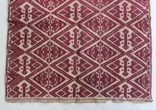 Indonesia textile cloth "Tampan" from Kalianda or Putihdo Lampung, Sumatera. cotton. Size : 56cm x 52cm. Conditions : Please see on the picture, Free from any repair. 19th century.    