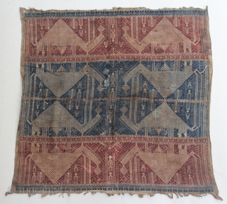 Indonesia textile cloth "Tampan" from Komering Lampung/Palembang, Sumatera. cotton. Size : 71cm x 71cm. Conditions : Please see on the picture, Free from any repair. 19th century.      